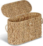 efluky Toilet Paper Storage Basket, Water Hyacinth Slim Toilet Paper Holder with Lid- Holds Up to 9 Mega Rolls, Home Bathroom Decor Organizer