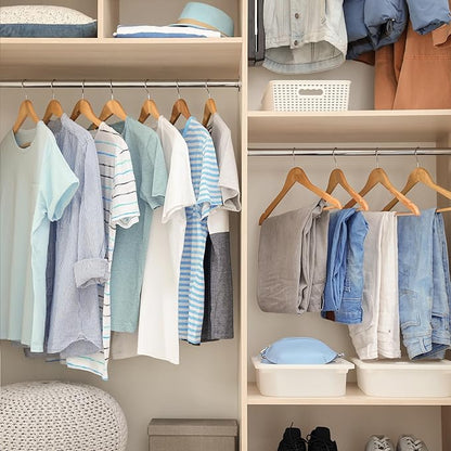 LUX Decor Wooden Hangers 30 Pack - Non-Slip Coat & Suit Hangers with 360° Swivel Hook, Smooth Finish, Heavy Duty Natural Color Clothes Hangers for Jacket, Shirt, Pants