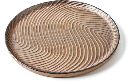 Vanity Tray, Candle Tray, Bathroom Tray, Countertop Tray, Perfume Holder Organizer, Decorative Tray for Dresser, Table, Bathroom Countertop, Home décor, Round, Brown, 8"×8"