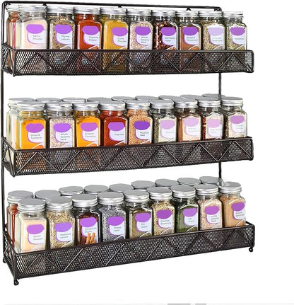 AMT 3 Tier Nail Rack, Pack Metal Wall Mount Organizer, Essential Oils Organizer, Pantry Cabinet Door Shelf Storage. Hanging Display for Spice Jars, Sauces, Cosmetic Beauty Bottles