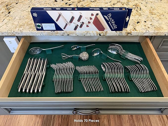 Silverware Drawer Lining Kit in Green - Holds 70 Pieces