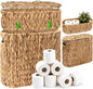 Livole 2-in-1 Toilet Paper Basket with Lid Water Hyacinth Toilet Paper Storage - 16 Regular Rolls or 12 Mega Rolls Large Natural Toilet Paper Organizer for Bathroom