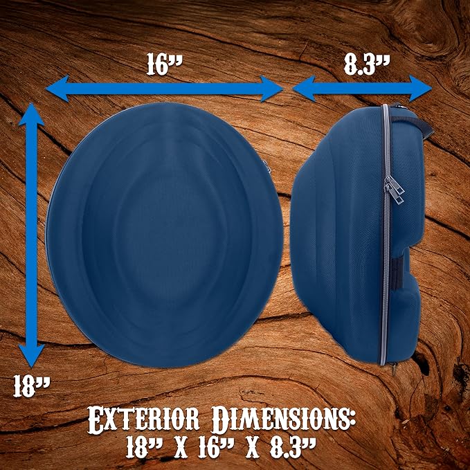 CASEMATIX Cowboy Hat Box and Portable Cowboy Hat Storage for Brims Up To 4.75" - Hard Shell Cowboy Hat Case with Carry Strap, ID Slot and Foam Insert for Dipping Brims, Blue