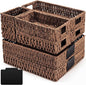 Marsui 9 Pcs Paper Rope Storage Baskets with Handle Labels Handwoven Multi-size Brown Storage Bins for Organizing Small Baskets Container for Shelves Closet Pantry Toilet