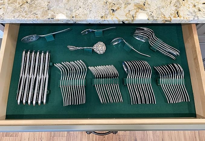 Silverware Drawer Lining Kit in Green - Holds 70 Pieces
