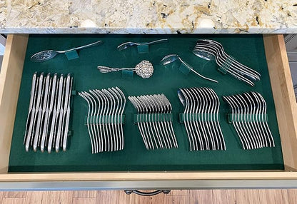 Silverware Drawer Lining Kit in Green - Holds 70 Pieces