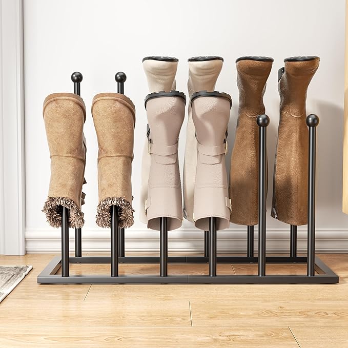 pickpiff Boot Rack Organizer Tall Boots - Black Boot Storage Organizer Tall Boots for Closet, Entryway, Garage, Porch, Free Standing Shoe Racks for 6 Pairs