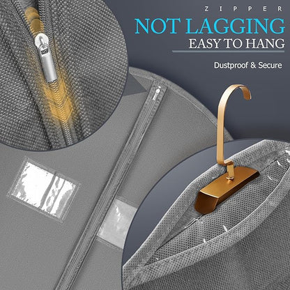 40-inch Suit Bag Garment Bag for Travel and Storage, Garment Bags for Hanging Clothes with Zipper and Visible Transparent Window, Gray 1 pack
