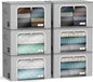 Sorbus Storage Bins with Metal Frame - Stackable & Foldable Clothes Organizer Bags - Oxford Fabric Storage Containers with Large Clear Window & Carry Handles Organization for Bedding Linen & Clothing