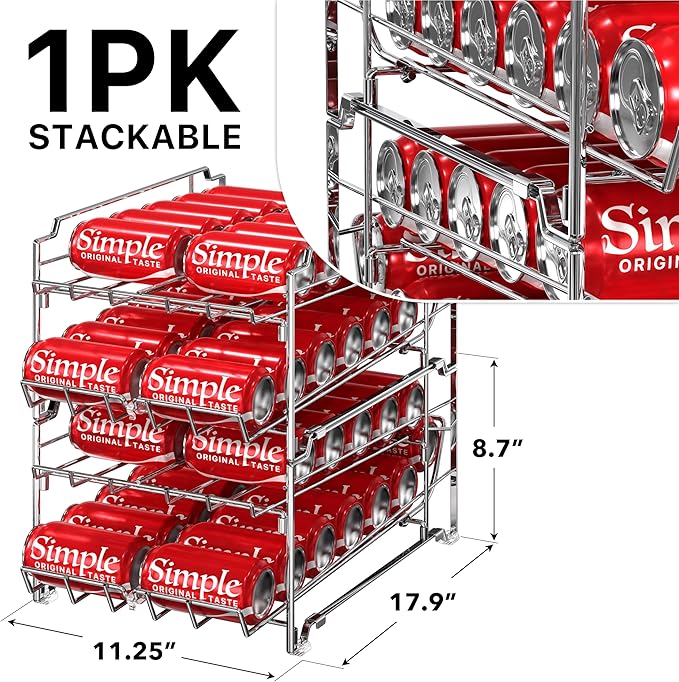 Simple Houseware Dual Row Front Loading Can Dispenser, Chrome