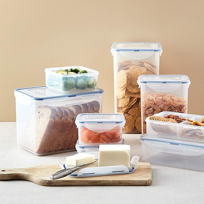 LOCK & LOCK Easy Essentials Pantry Food storage containers with lids / Pantry storage / Airtight containers, BPA free - Square - 11 cup - Great for Sugar, Clear