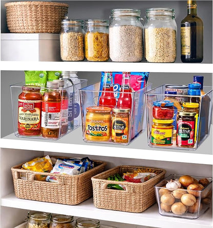 Sorbus Clear Storage Bins, 10 Pack X-Large Organization Bins with Handles – Clear Storage Containers for Storage, Pantry, Fridge, Cabinet, Closet & Kitchen Organization – BPA-Free Plastic