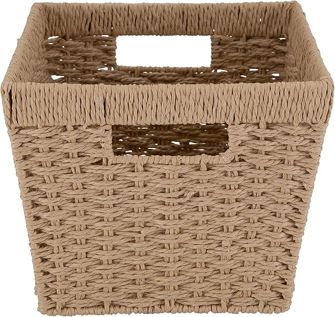 Simplify Large Storage Basket | Dimensions: 15"x 13"x 10" | Dutch Weave Design | Storage Organization | Paper Rope Material | Great Closets | Display