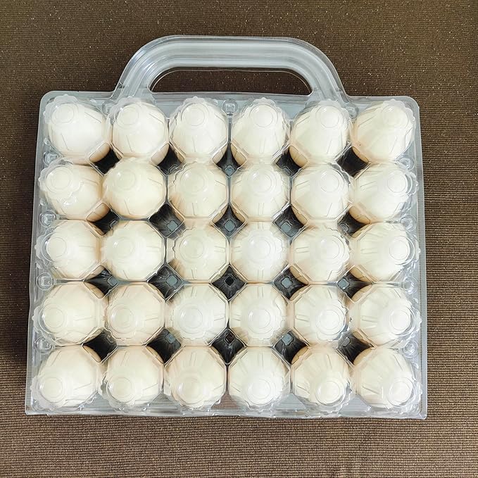 30 Piece Portable Transparent Egg Cartons,Plastic egg carton with handle,Specification 5×6 Plastic Large egg Carton For Family, Farm, Markets. (5x6 30 portable bulk egg cartons)