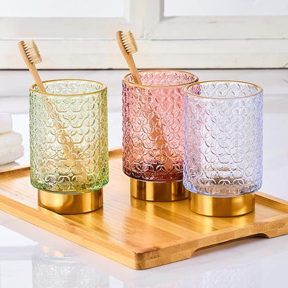 Makeup Brush Holder Organizer,Toothbrush Holders,Desk Pen Pencil Holder,Multifunctional Vintage Glass Brush Cup（A44-1-US）