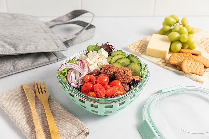 Ello Duraglass Meal Prep Container- Glass Food Storage Container with Silicone Sleeve and Airtight BPA-Free Plastic Lid, Dishwasher, Microwave, and Freezer Safe