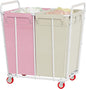Hoctieon 2 Section Laundry Sorter Cart, 400L Rolling Hamper with Wheels, Industrial Laundry Basket Organizer, Extra Large Dirty Clothes Hamper for Home & Hotel, Heavy Duty, Pink+Beige