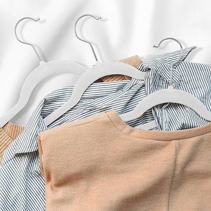 Casafield 50 Velvet Kid's Hangers - 14" Size for Children's Clothes - Ivory