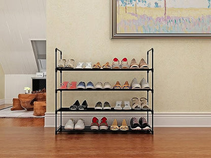 4-Tier Shoe Rack Organizer,16-24 Pairs Metal Shoe Rack for Closet,Shoe Stand,Shoe Shelf,Show Rack,Shoe Storage Cabinet for Entryway Bedroom Living Room Office,Black