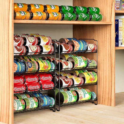Simple Houseware 2 Tier Stackable Can Rack, Black, 2 Pack
