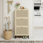 ZeHuoGe Rattan Shoe Cabinet with 3 Flip Drawers, Narrow Hidden Shoe Rack Storage Cabinet for Heels, Slippers, Entrance Hallway Entryway (Natural)