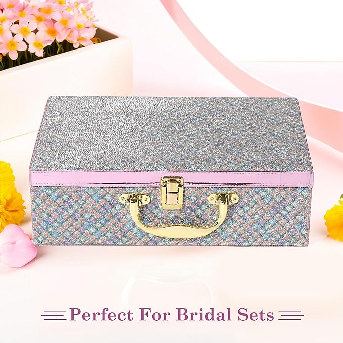 Kuber Industries 4 Rod Wooden Bangle Organizers Storage Box with Gold Handle For Women | Bridal Fancy Chudi Box/Chuda Holder & Jewellery Case | Shining Leaser Foil- Green