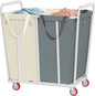 Hoctieon 2 Section Laundry Sorter Cart, 400L Rolling Hamper with Wheels, Industrial Laundry Basket Organizer, Extra Large Dirty Clothes Hamper for Home & Hotel, Heavy Duty, Gray+Beige