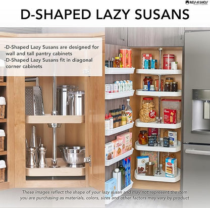 Rev-A-Shelf 22" Single Maple Wood D-Shape Single-Shelf Lazy Susan Turntable with Swivel Bearing for Diagonal Corner Wall Kitchen Cabinets, 4WLS201-22-BS52