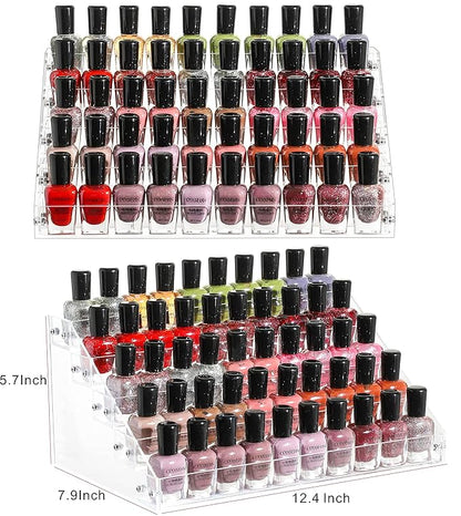 Cq acrylic Clear Nail Polish Organizers And Storage,5 Layer Nail Polish Rack Tabletop Display Stand Holds Up to 45 Bottles, Acrylic 5 Tier Essential Oils Holder For Professional Nail Salon