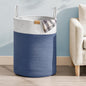 Nunsino Laundry Hamper 95L,Large Laundry Basket for Clothes,Decorative Storage Basket for Blankets,Cotton Rope Woven basket for bedroom,Navy Blue