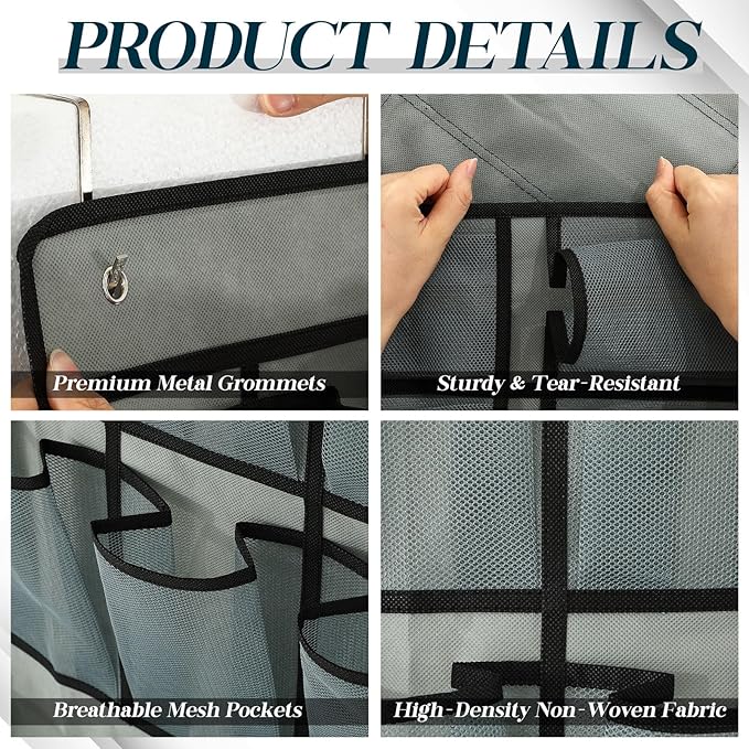 Chunful Extra Large 29 Pockets Over the Door Shoe Organizer 20 Regular 9 Large Breathable Mesh Pockets Hanging Shoe Rack Organizer for Bedroom Bathroom Closet Door Shoes Toys Accessories(Gray)