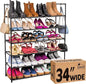 Sundaze Shoe Rack - 6 Tier Shoe Rack for Front Door Entrance, Sturdy Tall Shoe Organizer for Closet, Bedroom, Entryway, Garage, Non Woven Fabric Shelf, Black, Holds Up to 30 Pairs