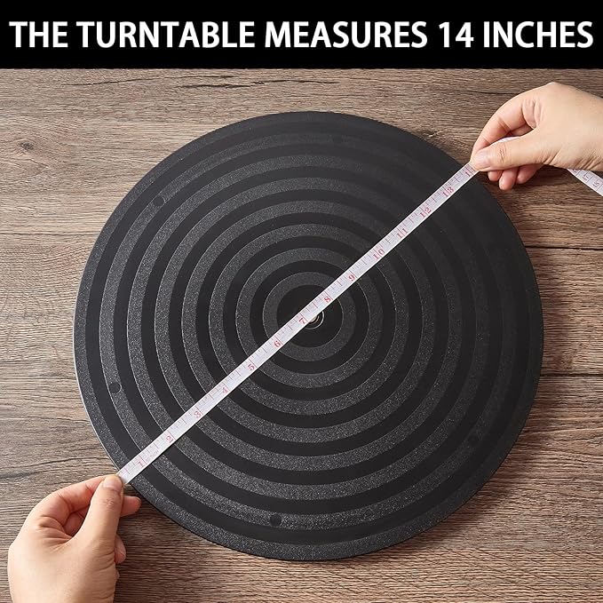 1 Pack 14 Inch Lazy Susan Turntable Heavy Duty Rotating Platform Smooth 360 Swivel for Tabletop, Monitor, Crafts, and TV - Black