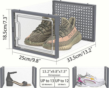 HOMIDEC Shoe Storage, 12 Pack Shoe Organizer for Closet, Shoe Boxes Clear Plastic Stackable Shoe Containers with Lids for Size 13