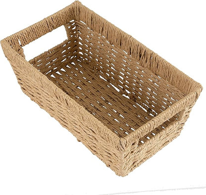 Simplify Small Shelf Storage Basket | Dimensions: 11.4"x 6.5"x4.5" | Dutch Weave Design | Home Organization | Paper Rope Material | Great For Leaving Spaces | Great for Displaying