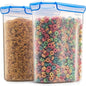 Extra Large Cereal Containers Storage Set - [2 Pack,168oz. 21 cup] Airtight Silicone Sealed Locking Lids extents freshness - Space Saving Kitchen Pantry Containers - Food storage containers For Flour.