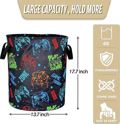 Game Machine Laundry Basket Funny Color Foldable Oxford Cloth Tote Bag Laundry Hamper Clothes Storage Bucket Organizer For Bathroom/Laundry Storage/Bedroom Storage Basket 17.7x13.7