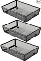 Mesh Tray Silverware Drawer Organizer, Utensil Cutlery Tray Office Supplies with Interlocking Arm Drawer Dividers Organizer for Flatware, Knives,Home,Office, School,Bedroom 9X6＂Black