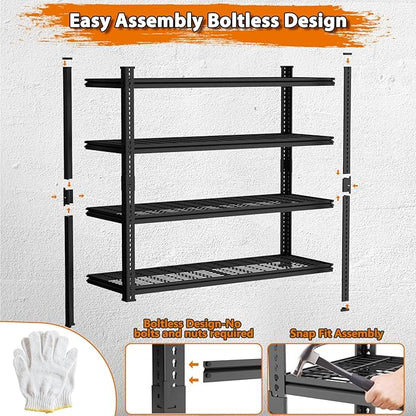 Storage Shelves Heavy Duty 3 PCS, 48"L x 18"W x 60"H Garage Wire Shelving Unit Loads 2640LBS, 4-tier Adjustable Metal Industrial Utility Shelf Rack for Kitchen, Laundry, Pantry, Warehouse, Basement