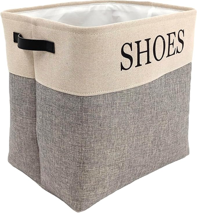 Shoe Storage Bin and Organizer for Hallway, Entryway or Mudroom. Space saver for many pairs of footware to store in one stylish container.