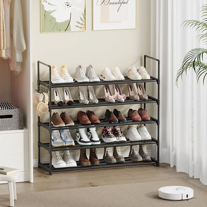 Shoe Rack - 5-Tier Shoe Organizer, Sturdy Shoe Storage Shelf, Perfect for Front Door Entrance, Closet & Entryway, Easy to Assemble, DIY Layering Options (L - 5 Tier)