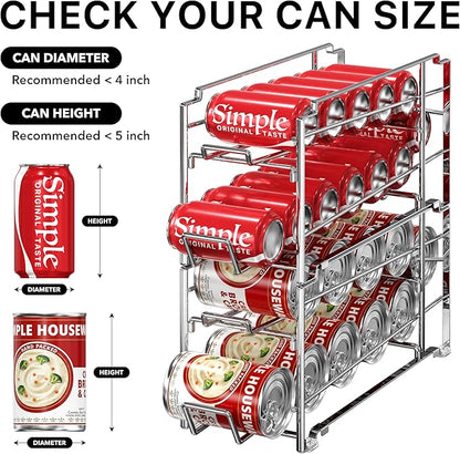 Simple Houseware Soda Can Organizer Stackable Rack Dispenser for Pantry/Refrigerator, Chrome, 4 Pack