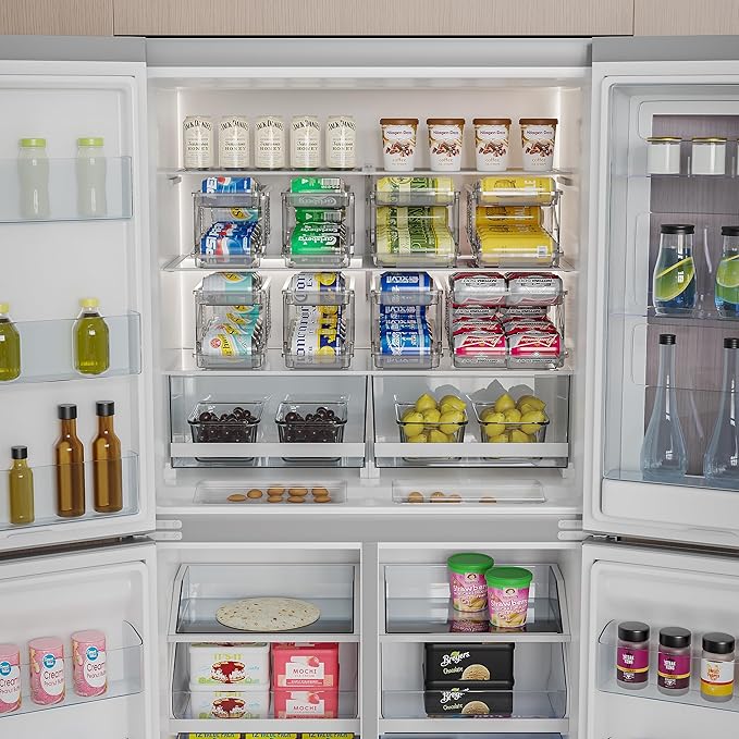 HYGRAD® Soda Can Dispenser Automatic Fridge Drink Can Storage Dispenser Drinks Organiser Stackable Drink Can Storage Dispenser Adjustable for Can Size Holds Up to 10-12 Cans.