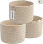 XUANGUO Woven Cotton Storage Baskets - 3-Pack Round Bins (10x10x7'') for Shelves, Closets & Bookcases | Durable Rope Organizers for Nursery, Baby, Toys, Easter & More (Oatmeal)