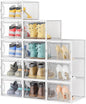 HOMIDEC Shoe Storage, 12 Pack Shoe Organizer for Closet, Shoe Boxes Clear Plastic Stackable Shoe Containers with Lids for Size 13