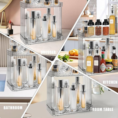 Bathroom Counter Organizer Cosmetics Skincare Organizers Skincare Makeup Organizer Countertop Holder for Perfume-2 Tier-Grey
