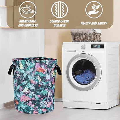 Camo Leaf Laundry Basket Color Foldable Oxford Cloth Funny Tote Bag Laundry Hamper Clothes Storage Bucket Organizer For Bathroom/Laundry Storage/Bedroom 17.7x13.7 Inch