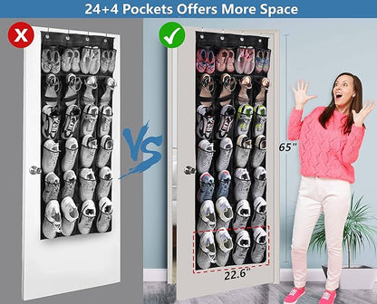 MISSLO 35 Large Pockets Over The Door Shoe Rack and 28 Large Pockets Hanging Shoe Organizer