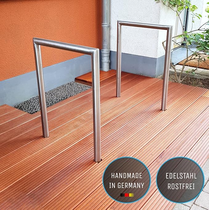 Bicycle Leaning Bar for Embedding in Concrete Stainless Steel Round Tube (1150 mm x 300 mm x 48.3 mm Height/Width/Diameter)