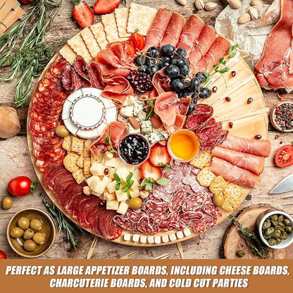 Nitial 2 Pack Bamboo Wood Lazy Susan Rotating Turntable Organizer Wooden Charcuterie Board Cheese Board Turntable for Dining Table Kitchen Cabinet Countertop Pantry Storage (16 Inch)